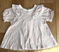 バースデイ　Cottoli 80 半袖　ストライプ　ピンク リボン　女の子