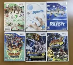 Wiiソフト6個セットWii Sports,イナズマイレブン,ポケモン,マリオ他