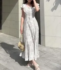 rienda リエンダ ダブルフレアスリーブワンピース 半袖 夏服