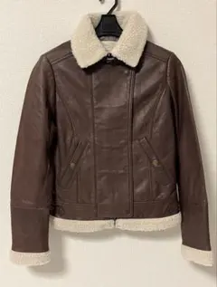 美品 本革 リアルムートンジャケット ムートンジャケット レディース ムートンナッパ Wフェイス ステン