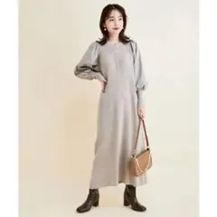 Vis ニットワンピース　ボリュームスリーブ　Aライン　バルーンスリーブ