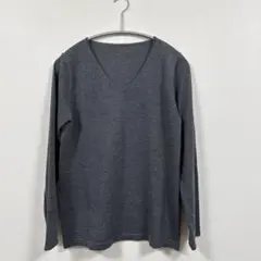 ダークグレー Vネック 長袖ニット