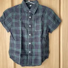 麻　半袖チェックシャツ サイズ130 無印良品