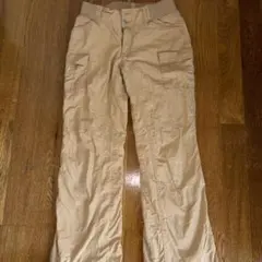 ベージュ 暖かカーゴパンツ ゴムウエスト