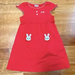 美品　ミキハウス　赤色ノースリーブワンピース　120 【日本製】