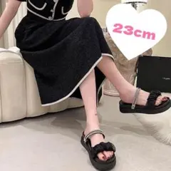 A5 おしゃれ♡23 厚底 黒 韓国 外履き レディース 可愛い キラキラ 盛る