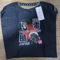D.KELLY 刺繍トートバッグ Mサイズ ブラック風神雷神