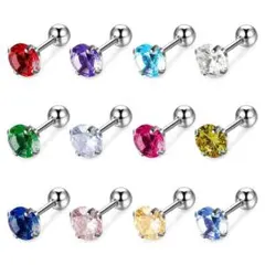 809☆キラキラ誕生石ピアス ボディピアス 軟骨ピアス ストレートバーベル ねじ