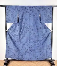 大島紬 着物 藍泥染 花柄 花札 四角模様 NK-1216 - メルカリ