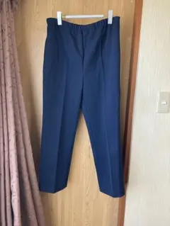 2110.ウエストゴムスラックスパンツ☆紺/ネイビー☆サイズL