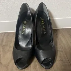 DIANA ブラック ハイヒール オープントゥ