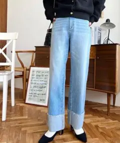 moment+ ロールアップデニムパンツ M