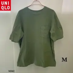 美品❗️UNIQLO『ユニクロ』Tシャツ 胸ポケット付き【M】オリーブ