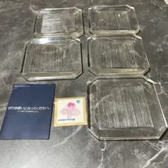 HOYA 保谷クリスタル 角皿 銘々皿 5枚セット 松坂屋 硝子食器のサムネイル