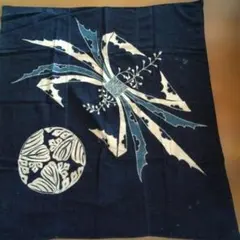 希少古布□本藍染め□筒描き大判□布団解き□明治大正□吉祥文様