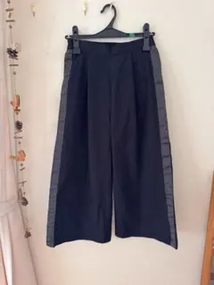 サマンサモスモス 黒 サイドストライプ ワイドパンツ