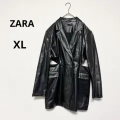 ZARA ザラ ブラック フェイクレザージャケット XL カットアウト