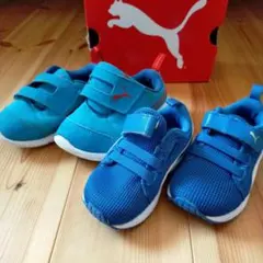 プーマ　未使用　13cm　中古品　14cmスニーカー　ベルクロ　ブルー青　セット