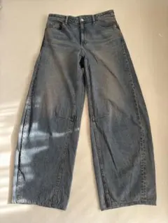 【未使用】GU バレルレッグジーンズ（丈長め）XL 67BLUE