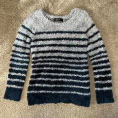 B.K.M.S ビーケーエムエス 長袖 ニット セーター ボーダー モコモコ