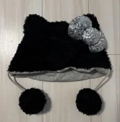 USJ ハローキティ ボンボン付きハット 黒