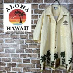 90's ALOHA REPUBLIK USA製　ヤシの木総柄　アロハシャツ