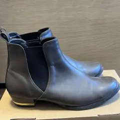 ダークブラウン サイドゴアゴールドヒールブーツ