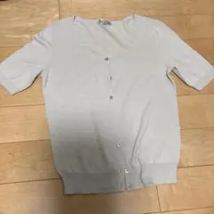 ライトグレー ユニクロ　Mニット　カーディガン　レディース　半袖