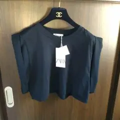 新品タグ付 ZARA ショート丈トップスMブラック