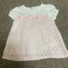 mezzo pianoピンク ドット柄 シャツ 90cm