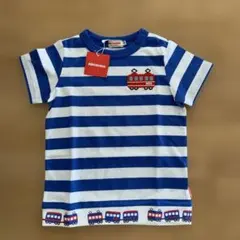 MIKI HOUSE 電車柄 ボーダーTシャツ 100cmのサムネイル
