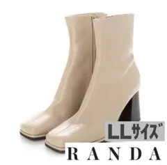 ストレッチブーツ　ショートブーツ　スクエアブーツ　ベージュ　RANDA  ランダ