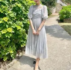 【Lily brown】ドットチュールオケージョンワンピース