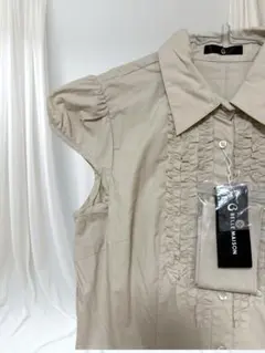 新品未使用♡半袖フリルシャツワンピース13号ベージュ訳あり