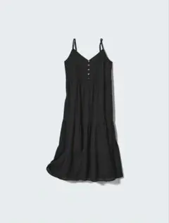 ユニクロ クリンクルコットンキャミソールワンピース 丈短め S BLACK