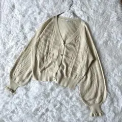 【オリーブデオリーブ】ケーブルニットカーディガン クリーム色　フリーサイズ