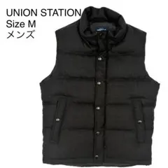 UNION STATION ダウンベスト メンズ M 黒 ブラック フェザー入り