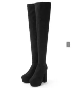 ブラックスエードニーハイブーツ