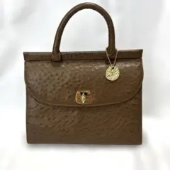 美品 オーストリッチ柄 ワンショルダーハンドバッグ