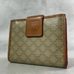 【良品】CELINE セリーヌ マカダム柄 がま口 トリオンフ 二つ折り財布