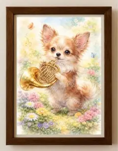 【水彩画アート】チワワのファンファーレ 2L版写真用紙