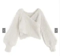 フェザーニットカシュクールトップス[kz448] 新品未使用 タグ付き