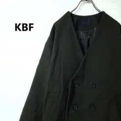 美品 ケービーエフ BIG ノーカラーコート きれいめ ウール カーキ　送