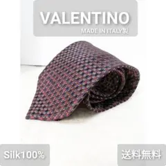 新品未使用 ITALY VALENTINO 小紋柄シルクネクタイ ブラウン
