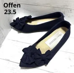 Offen オッフェン　ニット　フラットシューズ　バレエシューズ　ネイビー Offen オッフェン ニット フラットシューズ バレエシューズ ネイビー