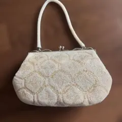 アイボリー ビーズ刺繍 パーティーバッグ