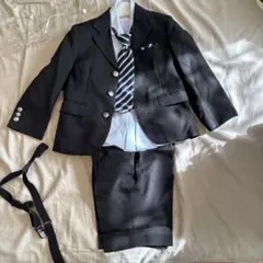 ELLEフォーマルスーツ 110cm 黒 ネクタイサスペンダー付き