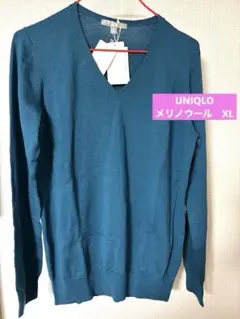 ユニクロ　エクストラファインメリノウール　Ｖネック　ニット　XL 毛100