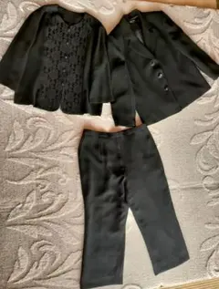 １７号サイズ　ブラックスーツセット（ジャケット・パンツ・レーストップス）