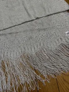 シルバー系 フリンジ付きストール